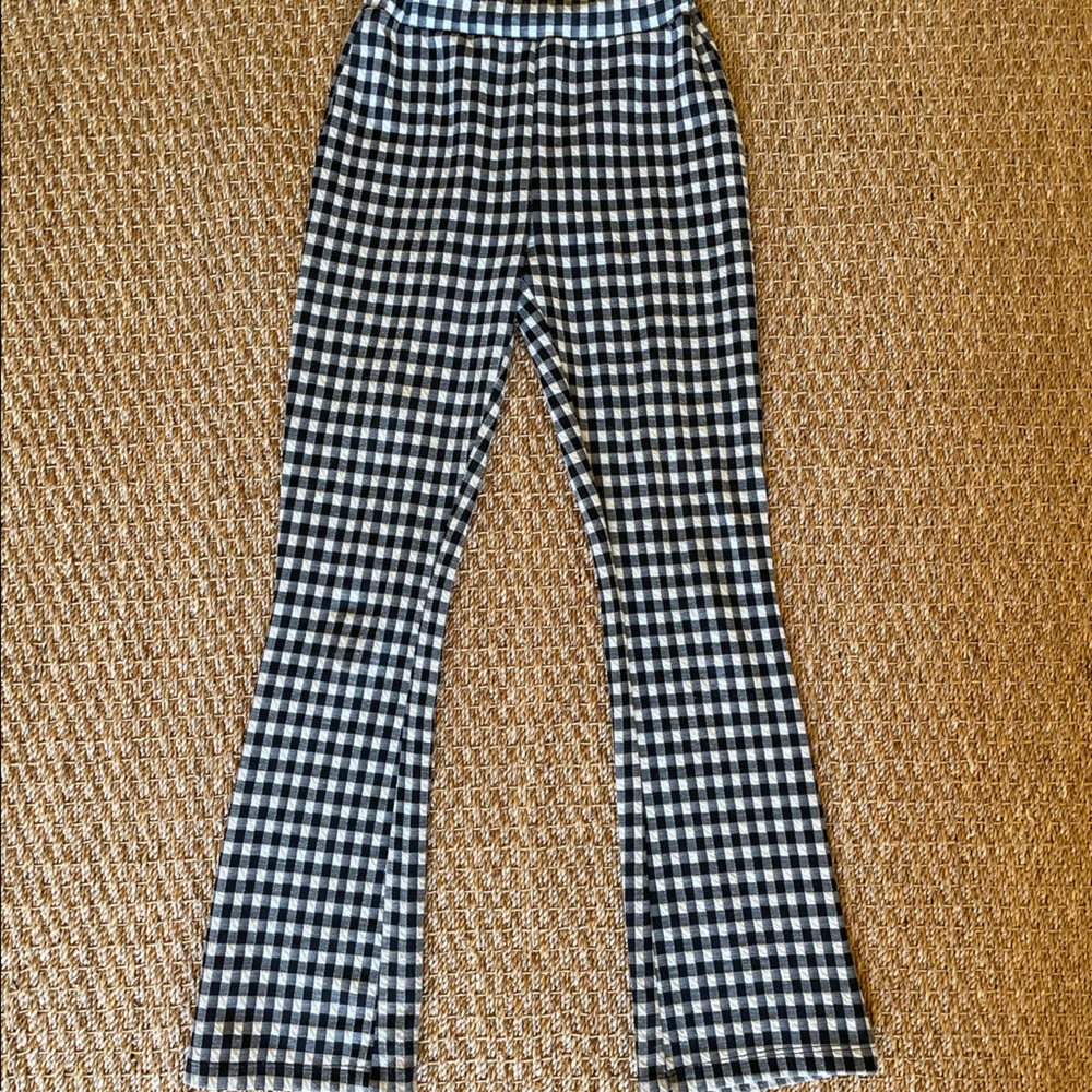 Urban outfitters stretchy flare checked pants.